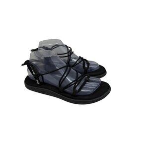Teva Voya Infinity Mush Black Elastic Stretch Sandals Shoes Womens size 7